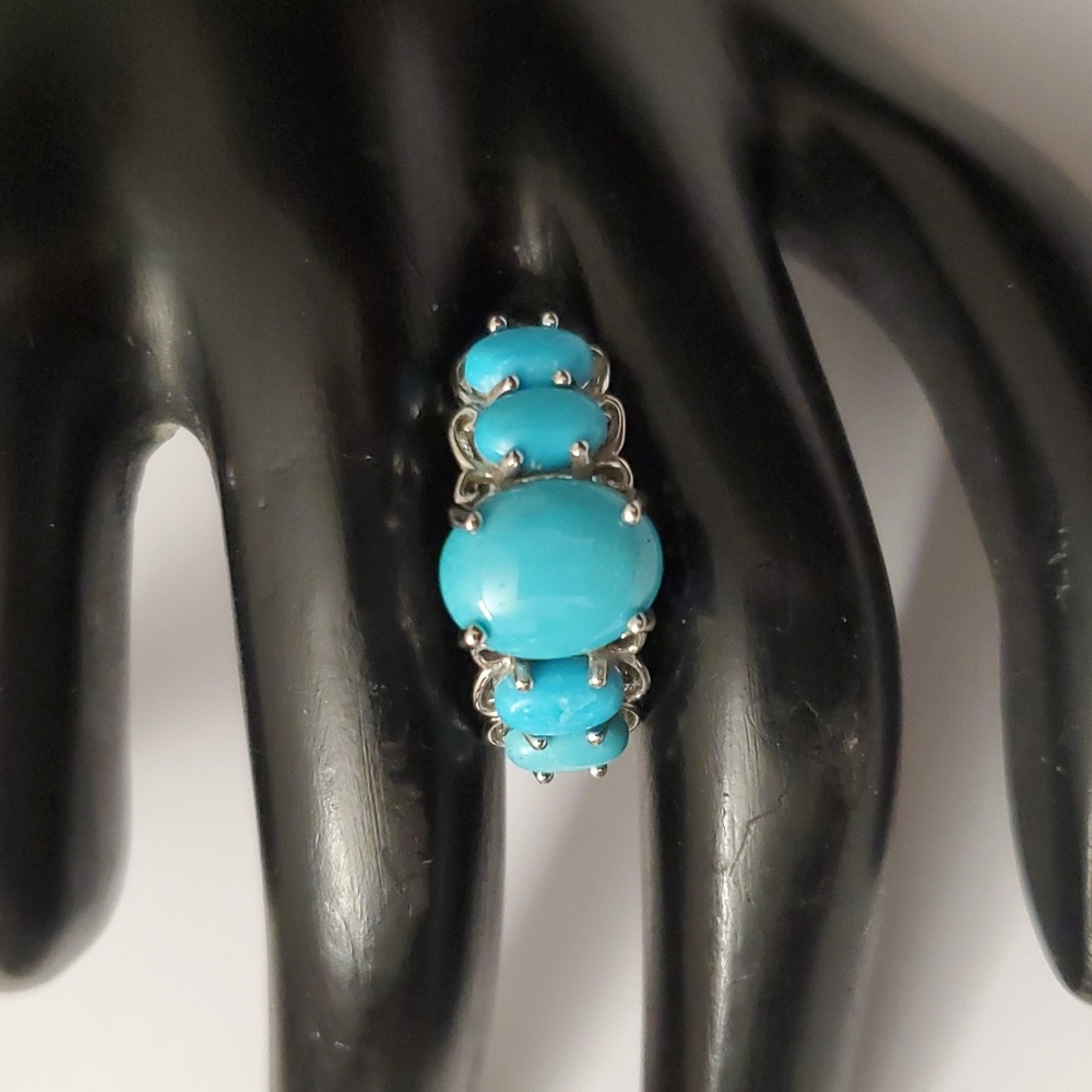 Sterling Silver 925 Turquoise Graduated Ring